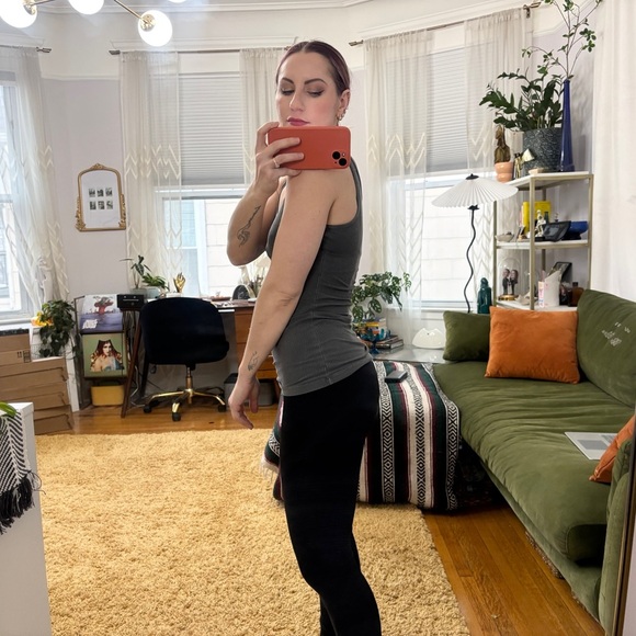 James Perse Longline Ribbed Sleeveless Gray Ribbed Tank Top - Sz 1 - Picture 3 of 12